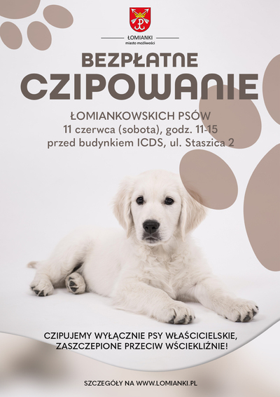 Zapraszamy na bezpłatne czipowanie właścicielskich psów z Łomianek